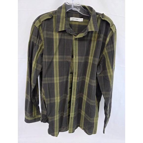 Calvin Klein Jeans Mens Long Sleeve Shirt M Striped Multicolor - Picture 1 of 10